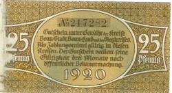 Bonn - Kreis; Sieg-Kreis; Stadt - 1920 - 25 Pfennig