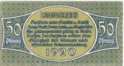 Bonn - Kreis; Sieg-Kreis; Stadt - 1920 - 50 Pfennig