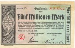Bonn - Stadt und Handelskammer - 18.8.1923 - 5 Millionen Mark 
