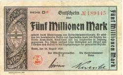 Bonn - Stadt und Handelskammer - 18.8.1923 - 5 Millionen Mark