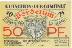 Bordelum - Gemeinde - 1921 - 31.3.1922 - 50 Pfennig
