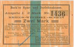 Bork (heute: Selm) - Spar- und Darlehnskasse - 15.8.1914 - 1.4.1915 - 2 Mark