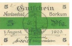 Borkum - Gemeinde - 1.8.1920 - 5 Pfennig