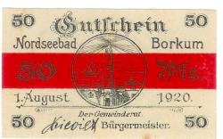 Borkum - Gemeinde - 1.8.1920 - 50 Pfennig