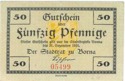 Borna - Stadt - - 31.12.1918 - 50 Pfennig