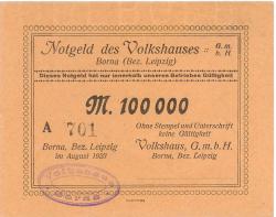 Borna - Volkshaus GmbH - August 1923 - 100000 Mark