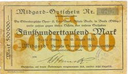 Brake - Midgard, Deutsche Seeverkehrs-AG, Zweigniederlassung Brake - 10.8.1923 - 500000 Mark