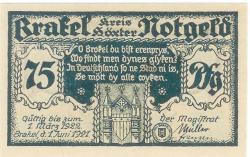 Brakel - Stadt - 1.6.1921 - 1.3.1922 - 75 Pfennig