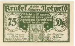Brakel - Stadt - 1.6.1921 - 1.3.1922 - 75 Pfennig