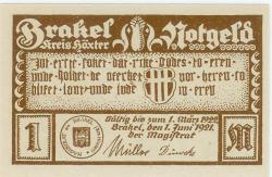 Brakel - Stadt - 1.6.1921 - 1.3.1922 - 1 Mark