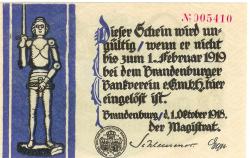 Brandenburg - Stadt - 1.10.1918 - 1.2.1919 - 20 Mark