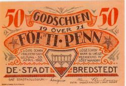 Bredstedt - Gemeinde - 1921 - 30.4.1922 - 50 Pfennig
