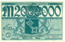 Bremen - Finanzdeputation (Stadtkämmerei) - 17.8.1923 - 2 Millionen Mark 