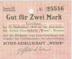 Bremen - AG Weser - - 12.9.1914 - 2 Mark
