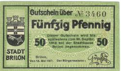 Brilon - Stadt - 18.5.1917 - 50 Pfennig 