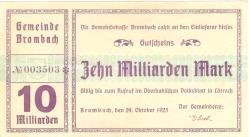Brombach (heute: Lörrach) - Gemeinde - 24.10.1923 - 10 Milliarden Mark 
