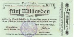 Brunndöbra (heute: Klingenthal) - Gemeinde - 27.10.1923 - 5 Milliarden Mark