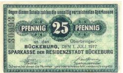 Bückeburg - Sparkasse - 1.7.1917 - 25 Pfennig