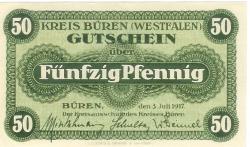 Büren - Kreis - 3.7.1917 - 50 Pfennig 