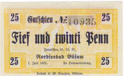 Büsum - Gemeinde - 1.7.1921 - 31.12.1921- 25 Pfennig