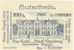 Büsum - Richter, C., Kurhotel Hamburg - - 1.1.1923 - 100 Pfennig