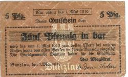 Bunzlau (heute: PL-Boleslawiec) - Stadt - 1.5.1917 - 1.5.1919 - 5 Pfennig