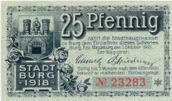 Burg - Stadt - 1.10.1918 - 25 Pfennig