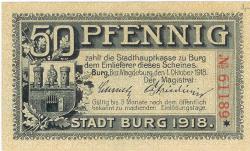 Burg - Stadt - 1.10.1918 - 50 Pfennig