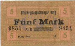 Burg - Offizier-Gefangenenlager - -- - 5 Mark