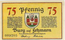 Burg (heute: Fehmarn) - Stadt - -- - 75 Pfennig 