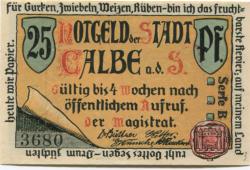 Calbe - Stadt - -- - 25 Pfennig 