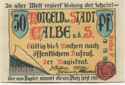 Calbe - Stadt - -- - 50 Pfennig 