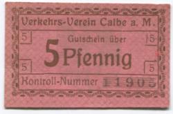 Calbe (heute: Kalbe) - Verkehrs-Verein - -- - 5 Pfennig 