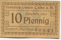 Calbe (heute: Kalbe) - Verkehrs-Verein - -- - 10 Pfennig 