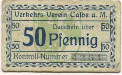 Calbe (heute: Kalbe) - Verkehrs-Verein - -- - 50 Pfennig 