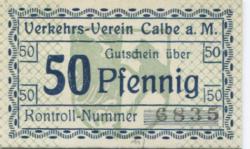 Calbe (heute: Kalbe) - Verkehrs-Verein - -- - 50 Pfennig 