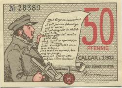 Calcar (heute: Kalkar) - Stadt - 1922 - 50 Pfennig 