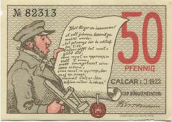 Calcar (heute: Kalkar) - Stadt - 1922 - 50 Pfennig 