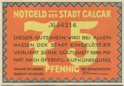 Calcar (heute: Kalkar) - Stadt - 1922 - 75 Pfennig 