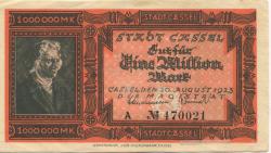 Cassel (heute: Kassel) - Stadt - 20.8.1923 - 1 Million Mark 