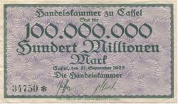 Cassel (heute: Kassel) - Handelskammer - 21.9.1923 - 100 Millionen Mark