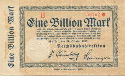Cassel (heute: Kassel) - Reichsbahndirektion - 24.10.1923 - 1 Billion Mark