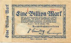 Cassel (heute: Kassel) - Reichsbahndirektion - 24.10.1923 - 1 Billion Mark