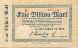 Cassel (heute: Kassel) - Reichsbahndirektion - 24.10.1923 - 1 Billion Mark