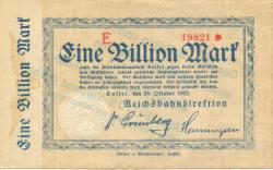 Cassel (heute: Kassel) - Reichsbahndirektion - 24.10.1923 - 1 Billion Mark