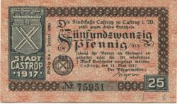 Castrop - Stadt - 15.5.1917 - 1.1.1920 - 25 Pfennig