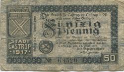 Castrop - Stadt - 15.5.1917 - 1.1.1920 - 50 Pfennig