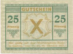 Castrop - Wohltätigkeits-Bazar - 15.10.1921 - 18.10.1921 - 25 Pfennig