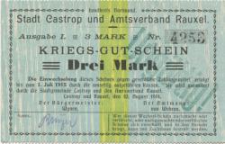 Castrop und Rauxel - Stadt Castrop und Amtsverband Rauxel - 10.8.1914 - 1.7.1915 - 3 Mark
