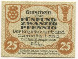 Chemnitz - Amtshauptmannschaft - - 31.12.1920 - 25 Pfennig